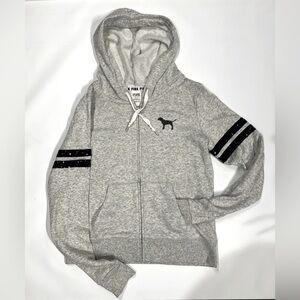 Victoria's Secret Pink Marl Grey & Black Bling Zip Hoodie